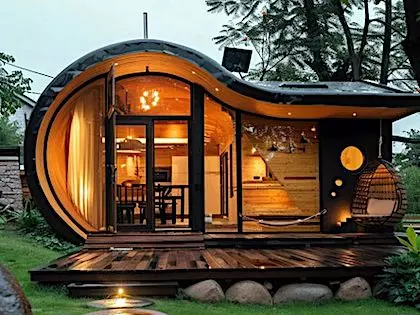 Compact en warm: ontdek het 19 m² tiny house in het winterbos
